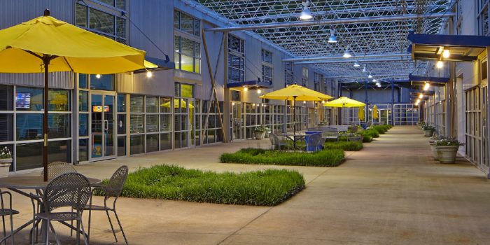 courtyard of loft office space in atlanta